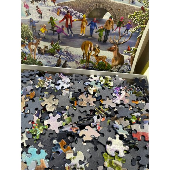 White Mountain Skating Pond Seek & Find Puzzle 1000 Pieces by Mary Thompson - Picture 3 of 3